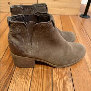 Clarks Taupe Suede Ankle Booties